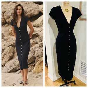 Free People New In Town Midi Dress, Black, Size Small